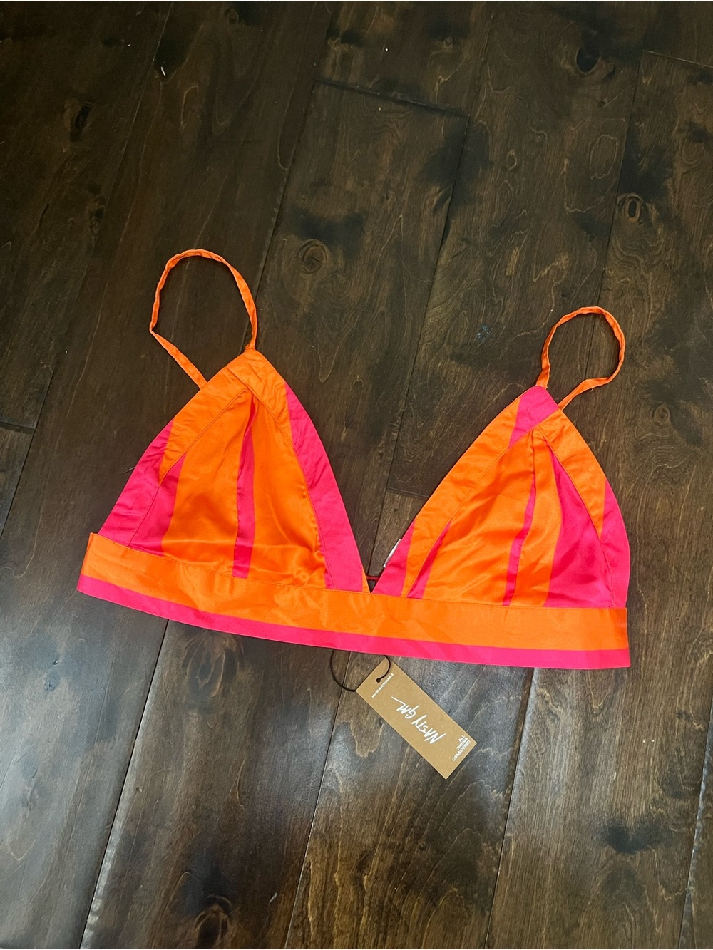 Nasty Gal Neon Orange and Hot Pink Triangle Bralette